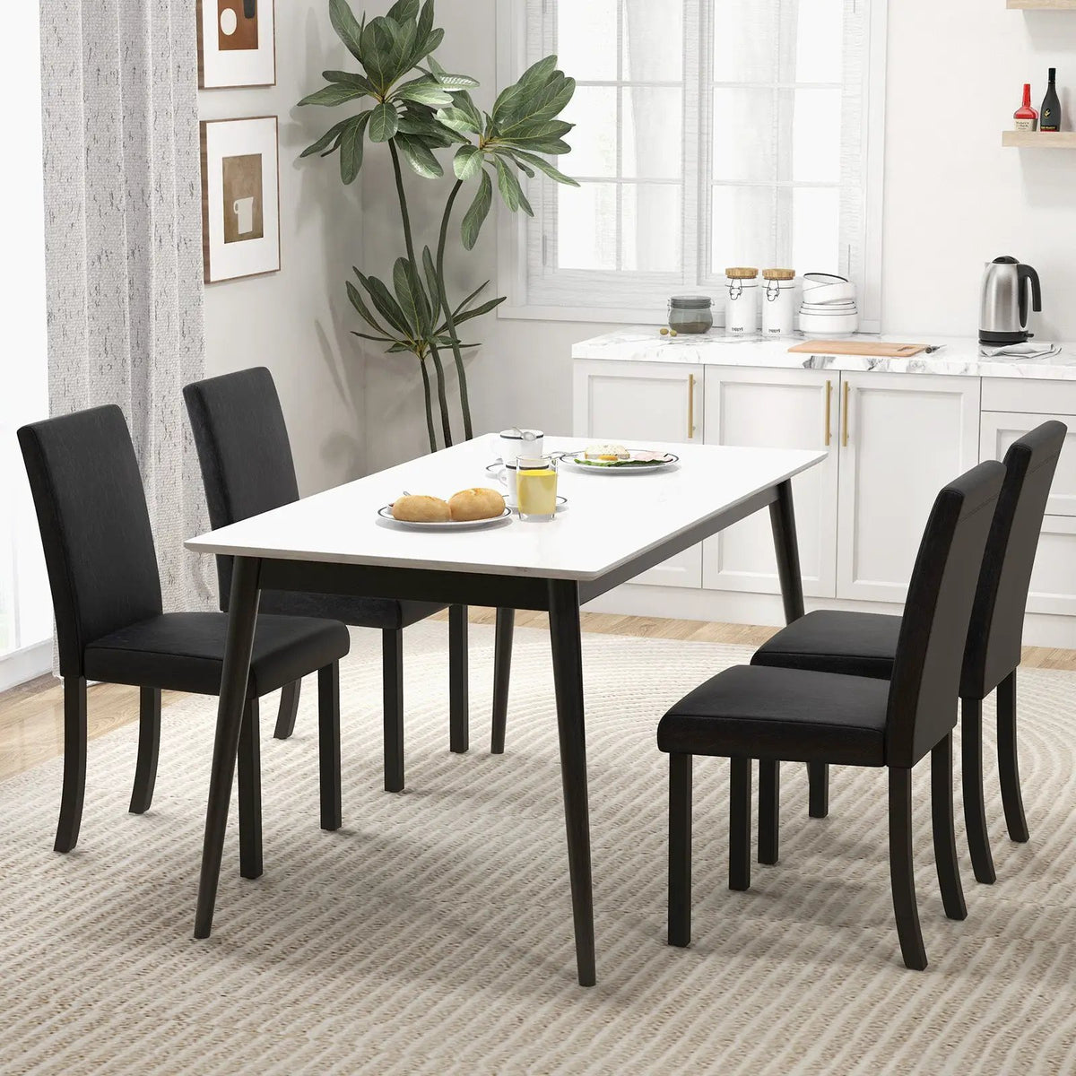 Dining Chair Set of 4 Upholstered Kitchen Dinette Chairs with Wood Frame by DirectDeals