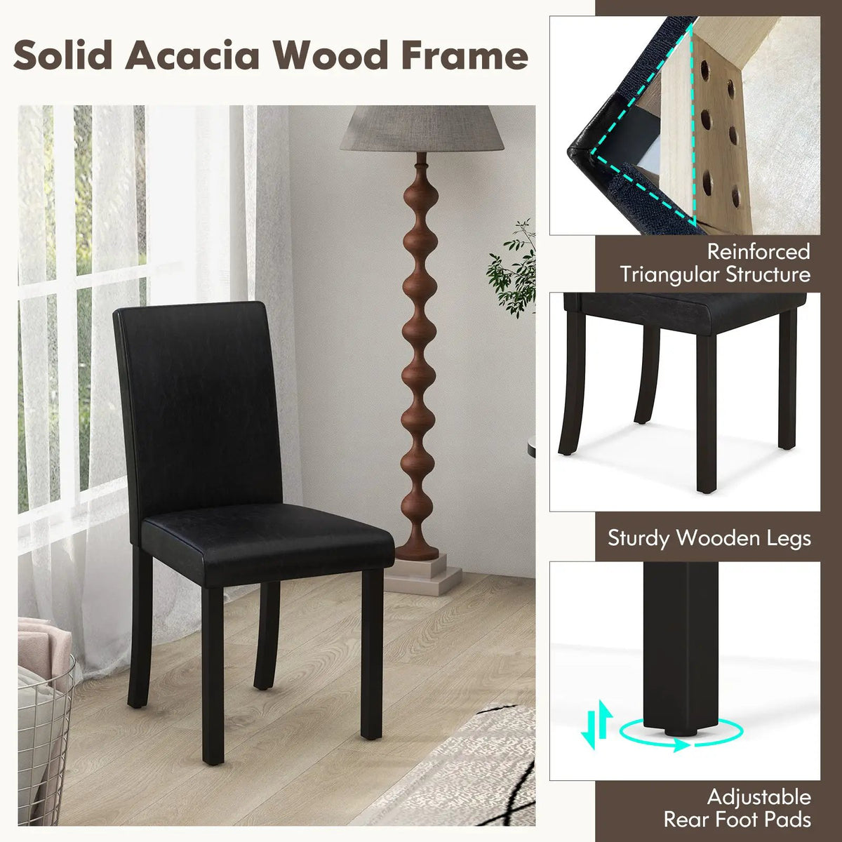 Dining Chair Set of 4 Upholstered Kitchen Dinette Chairs with Wood Frame by DirectDeals