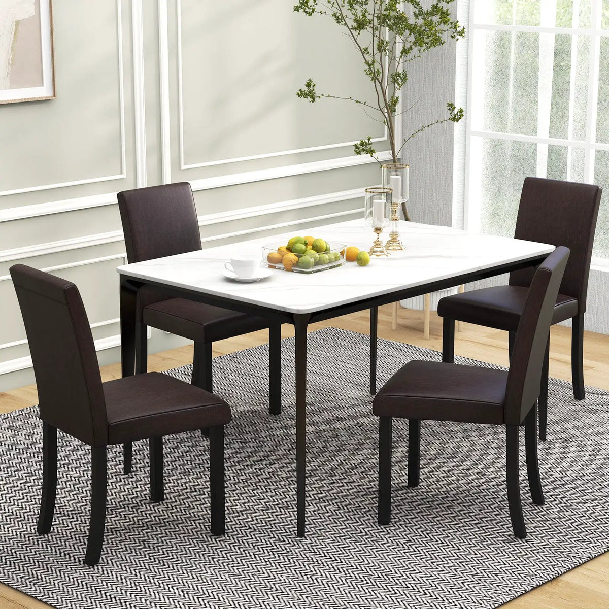 Dining Chair Set of 4 Upholstered Kitchen Dinette Chairs with Wood Frame by DirectDeals