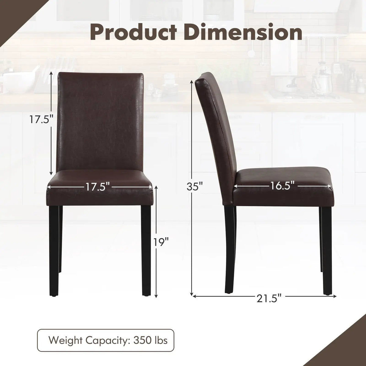 Dining Chair Set of 4 Upholstered Kitchen Dinette Chairs with Wood Frame by DirectDeals