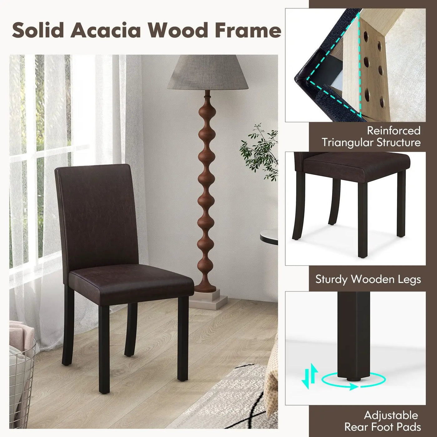 Dining Chair Set of 4 Upholstered Kitchen Dinette Chairs with Wood Frame by DirectDeals
