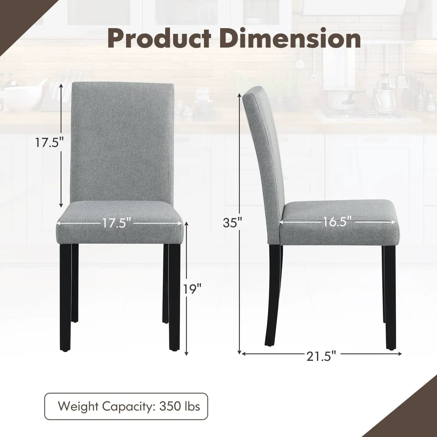Dining Chair Set of 4 Upholstered Kitchen Dinette Chairs with Wood Frame by DirectDeals