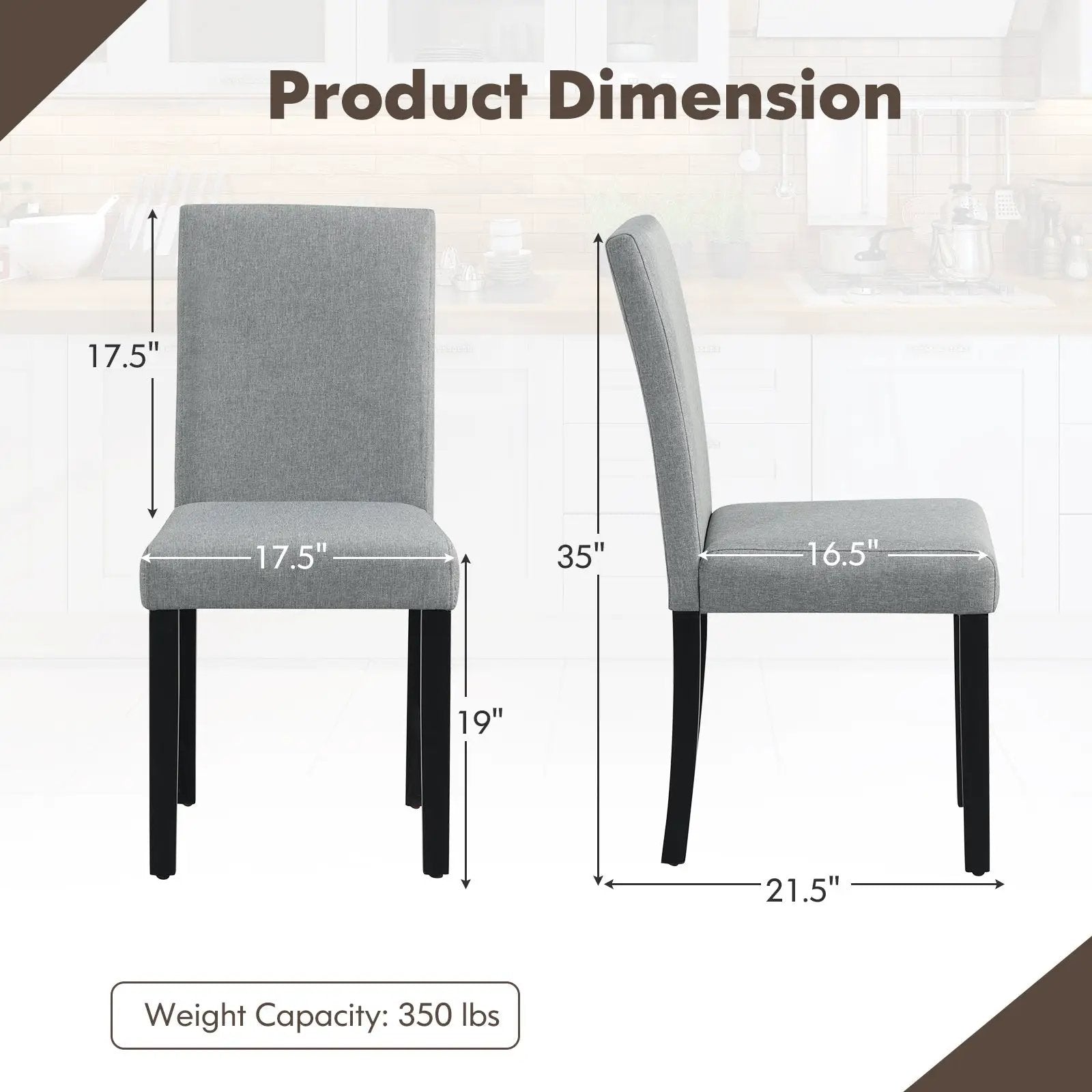 Dining Chair Set of 4 Upholstered Kitchen Dinette Chairs with Wood Frame by DirectDeals