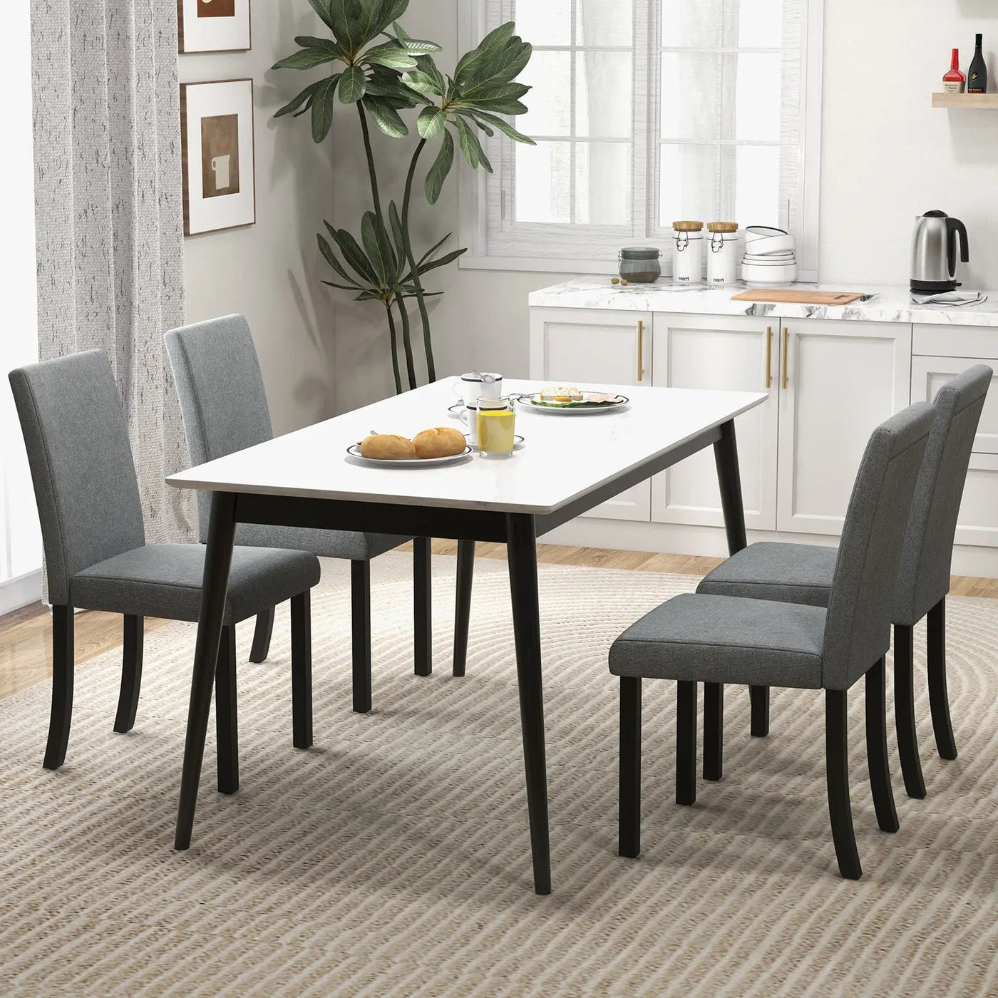Dining Chair Set of 4 Upholstered Kitchen Dinette Chairs with Wood Frame by DirectDeals