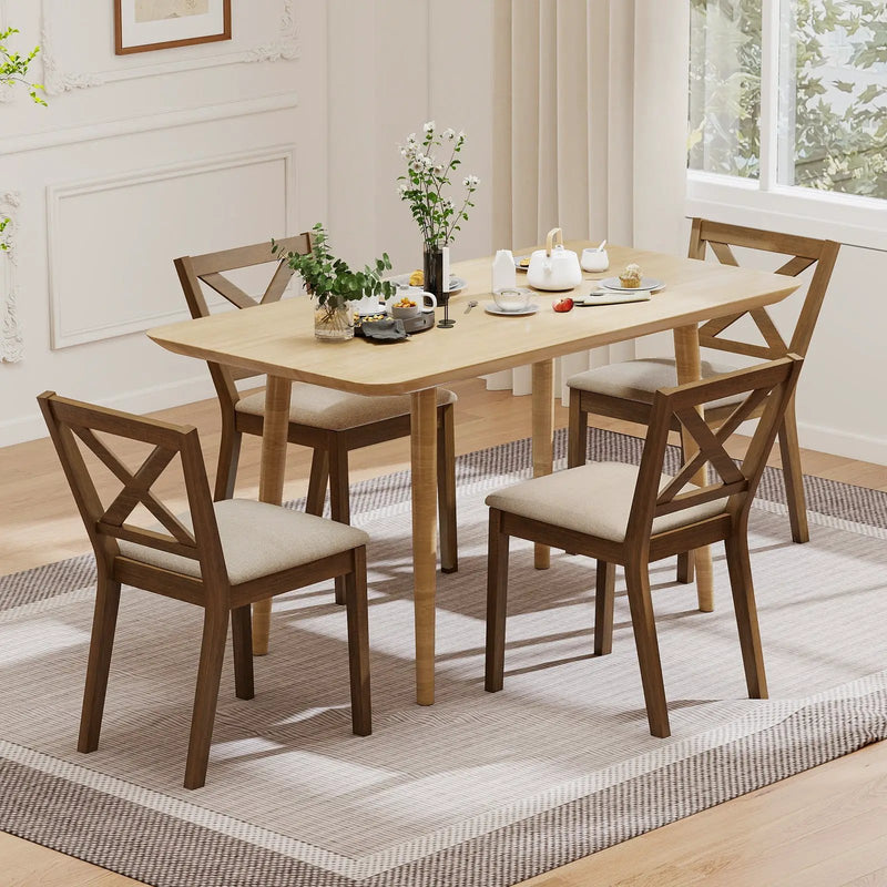 Dining Chair Set of 2 Modern Kitchen Chair with Upholstered Seat-Brown by DirectDeals