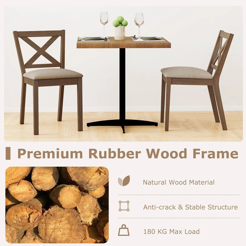 Dining Chair Set of 2 Modern Kitchen Chair with Upholstered Seat-Brown by DirectDeals