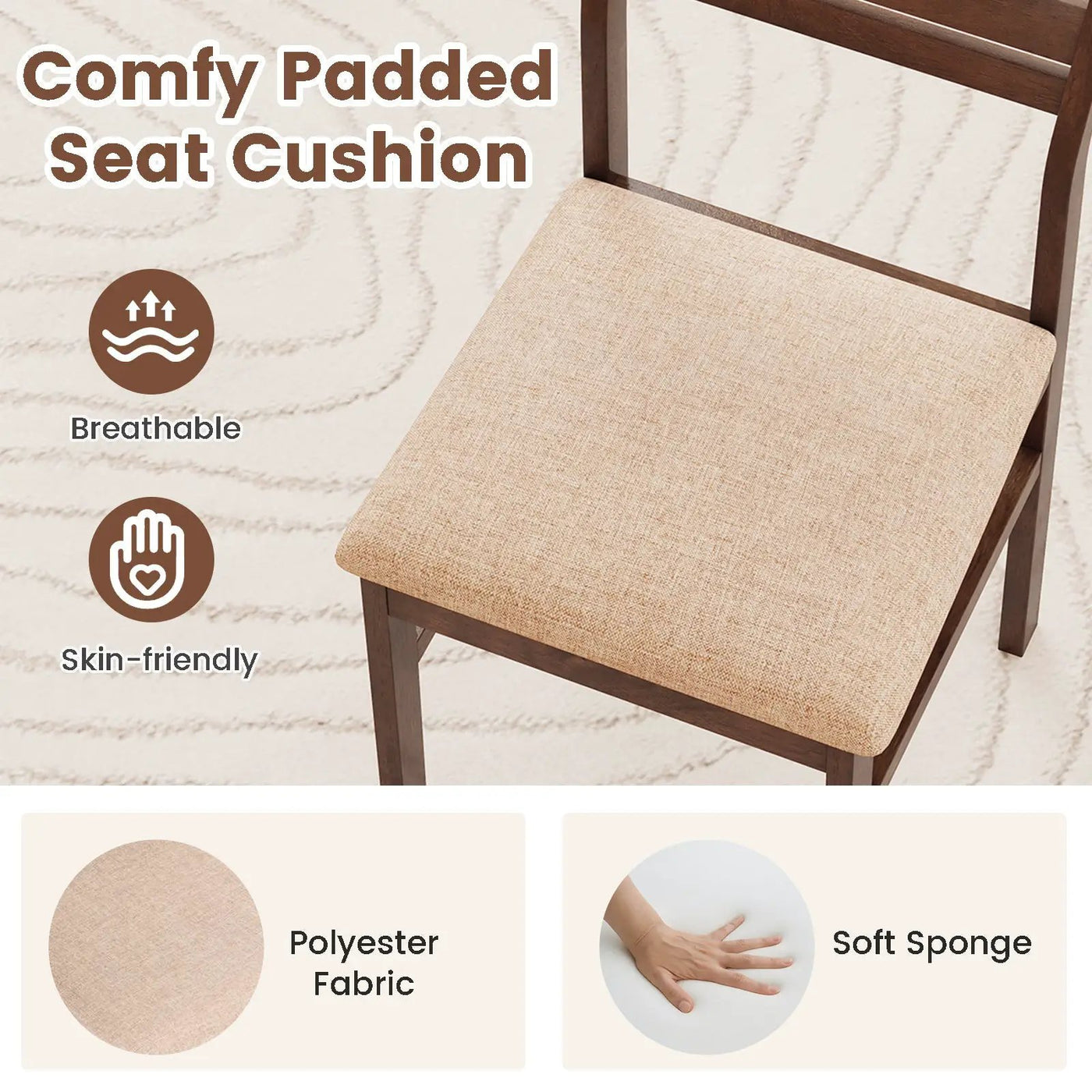 Dining Chair Set of 2/4 with Rubber Wood Frame and Padded Seat by DirectDeals