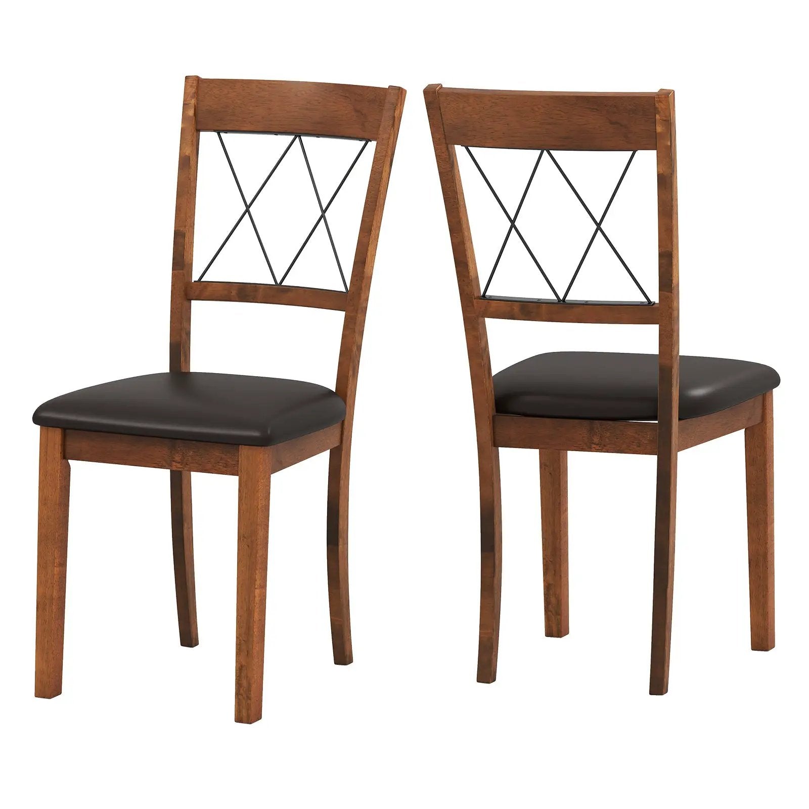 Dining Chair Set of 2 Fabric Upholstered Kitchen Armless Chairs with Rubber Wood Frame-Walnut by DirectDeals