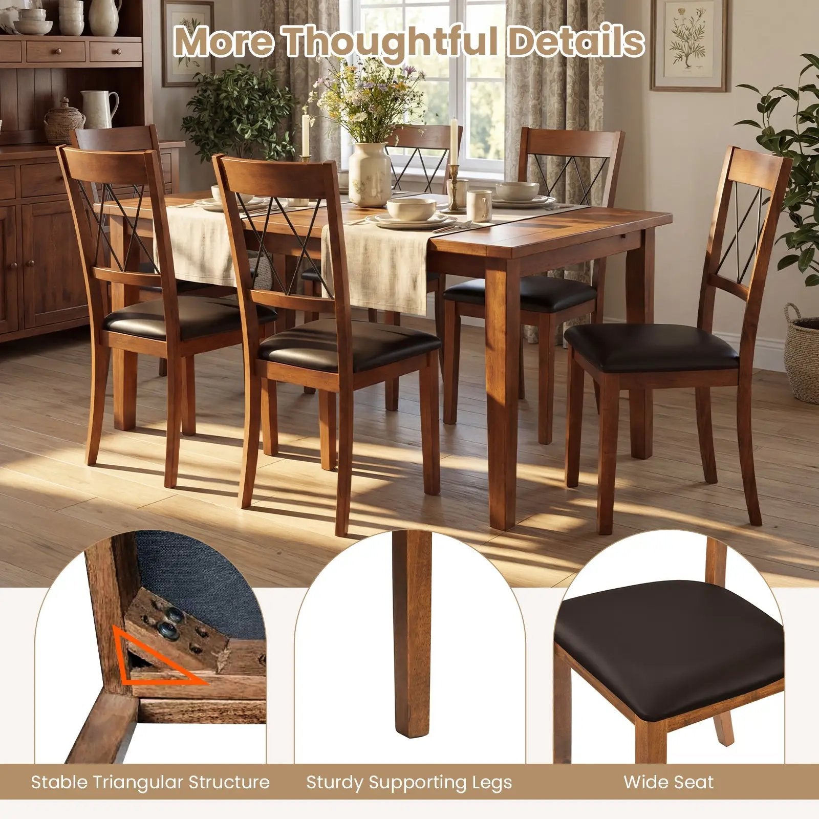 Dining Chair Set of 2 Fabric Upholstered Kitchen Armless Chairs with Rubber Wood Frame-Walnut by DirectDeals