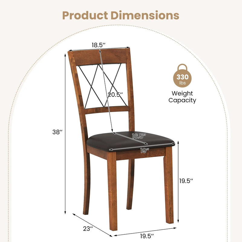 Dining Chair Set of 2 Fabric Upholstered Kitchen Armless Chairs with Rubber Wood Frame-Walnut by DirectDeals