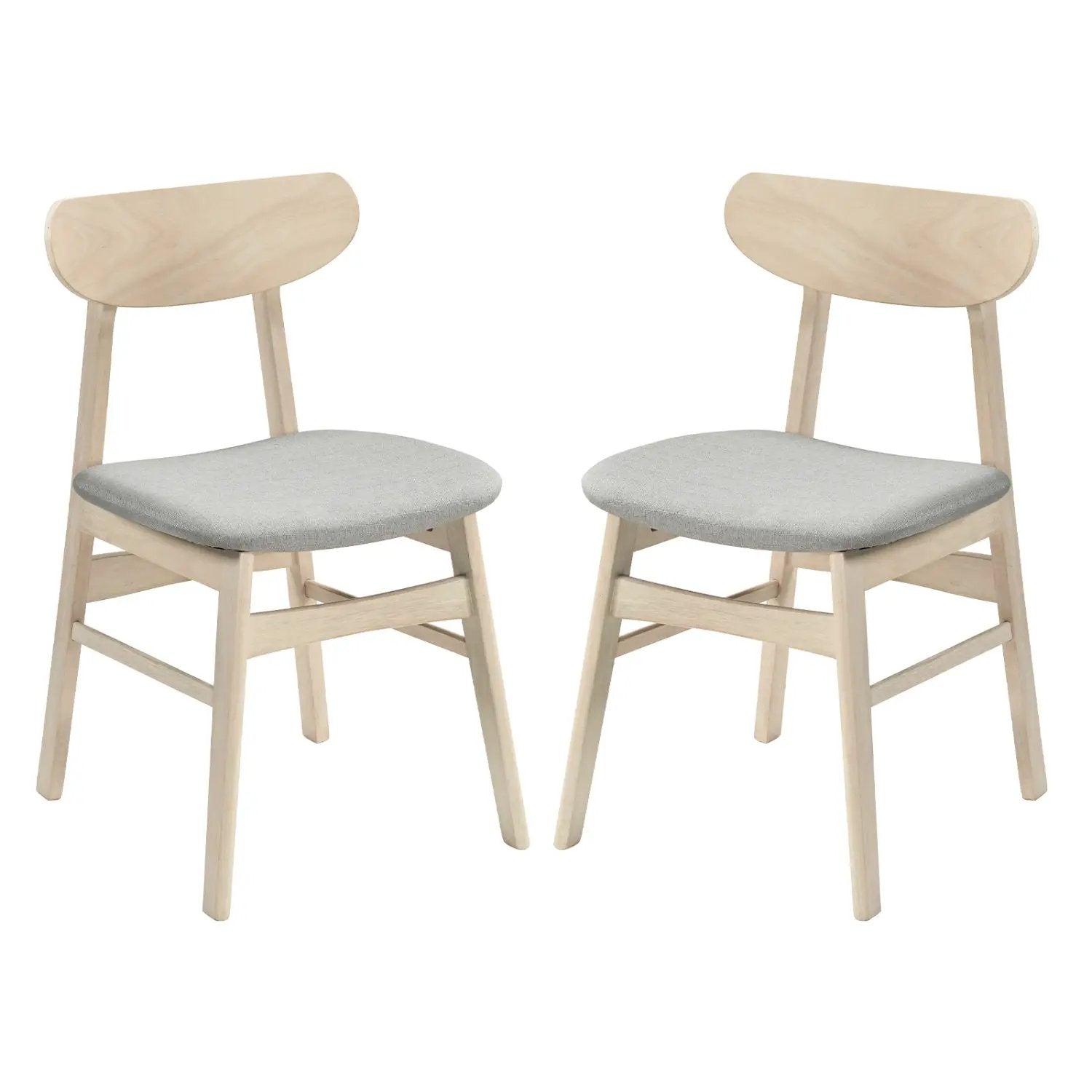 Dining Chair Set of 2 Fabric Upholstered Kitchen Armless Chairs-Natural by DirectDeals