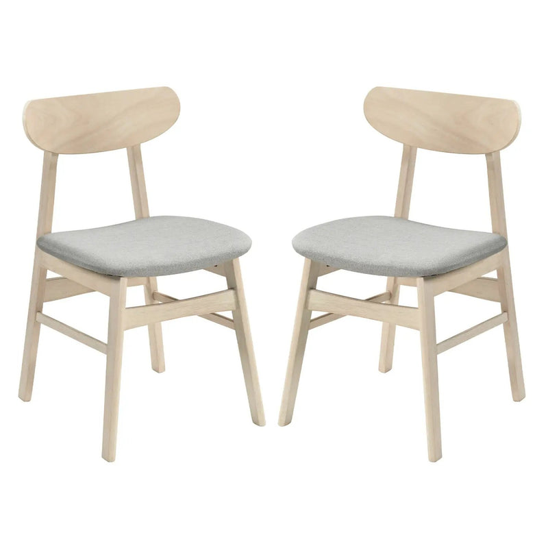 Dining Chair Set of 2 Fabric Upholstered Kitchen Armless Chairs-Natural by DirectDeals
