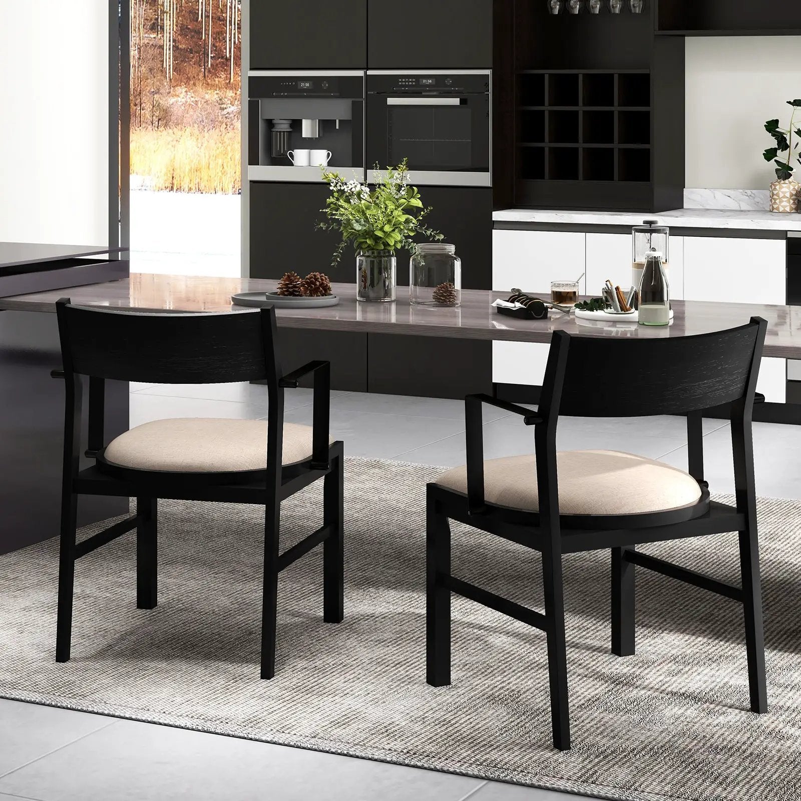 Dining Chair with Contoured Backrest and Padded Seat Set of 2 by DirectDeals