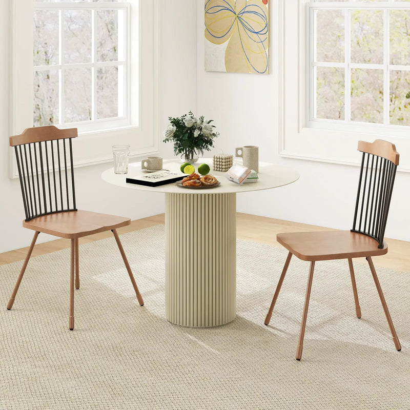Dining Chair with Spindle Back and Ergonomic Contoured Seat Set of 2-Natural by DirectDeals