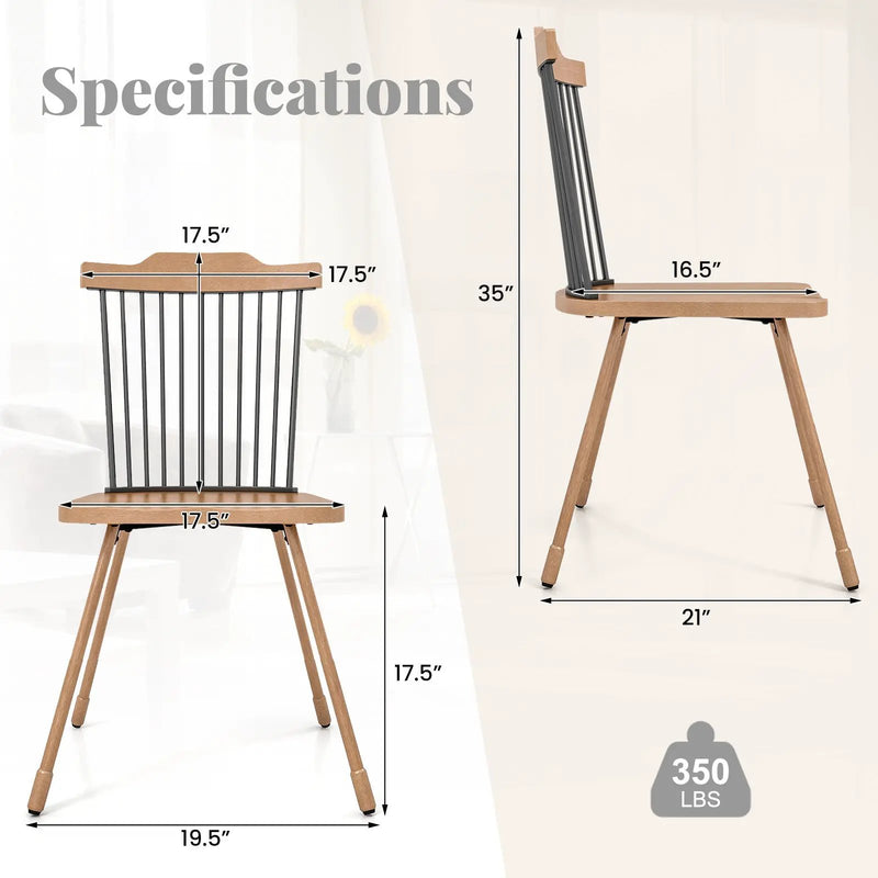 Dining Chair with Spindle Back and Ergonomic Contoured Seat Set of 2-Natural by DirectDeals