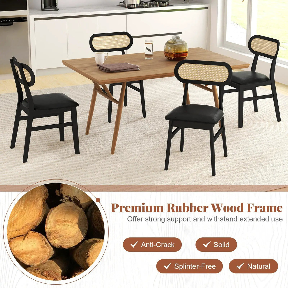 Indoor Mid Century Wood Dining Chairs Set of 2 for Dining Room by DirectDeals