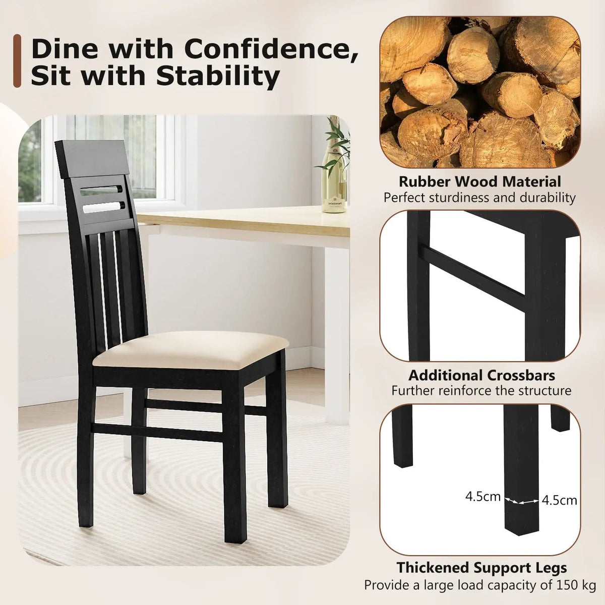 Dining Chairs High Back Dining Room Chairs Set of 2 by DirectDeals