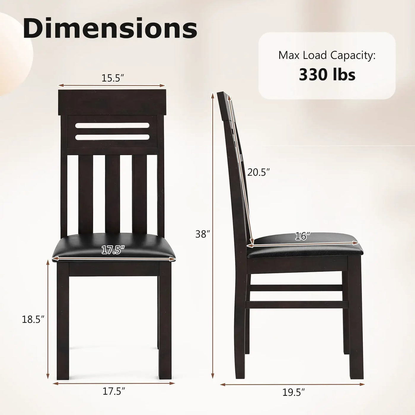 Dining Chairs High Back Dining Room Chairs Set of 2 by DirectDeals