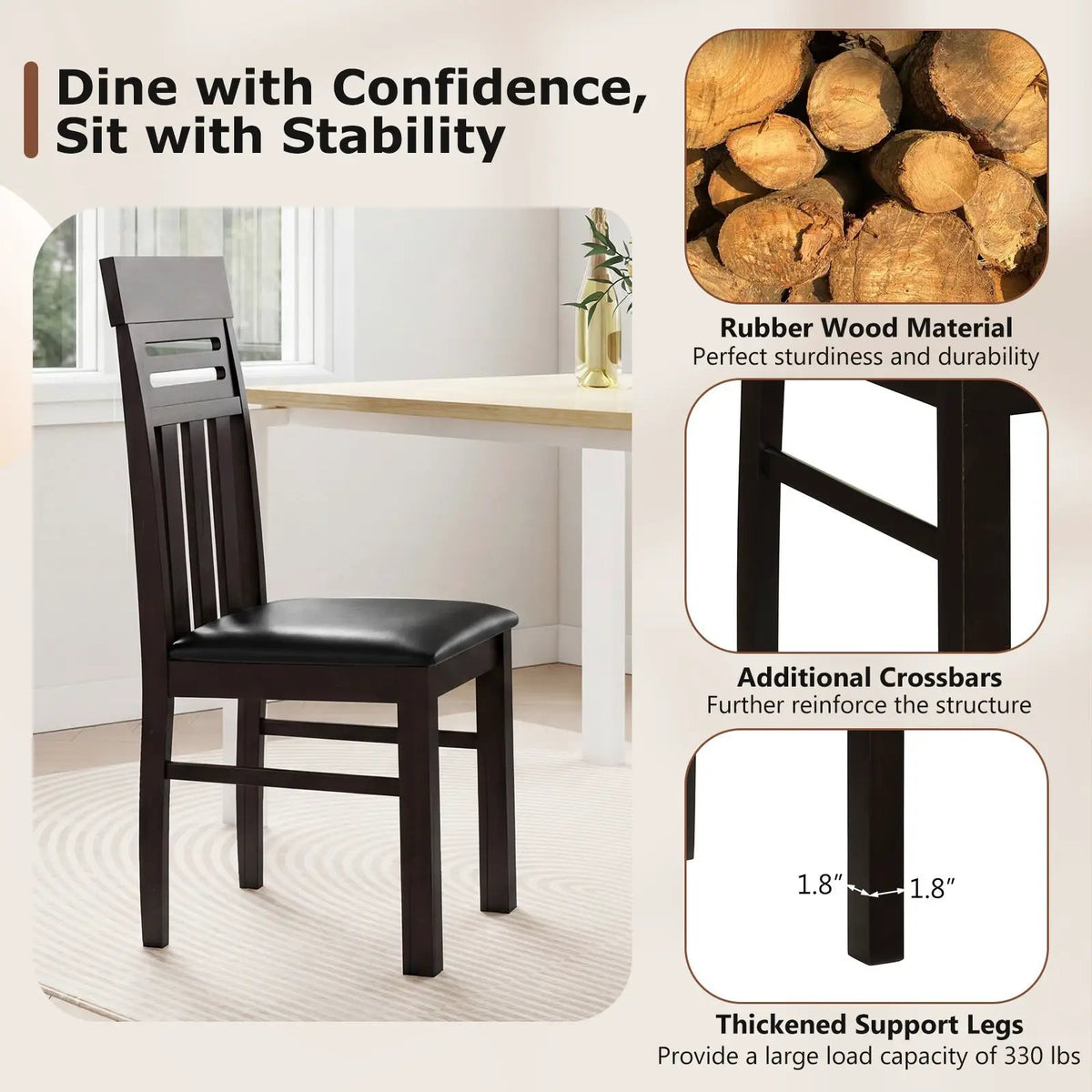 Dining Chairs High Back Dining Room Chairs Set of 2 by DirectDeals