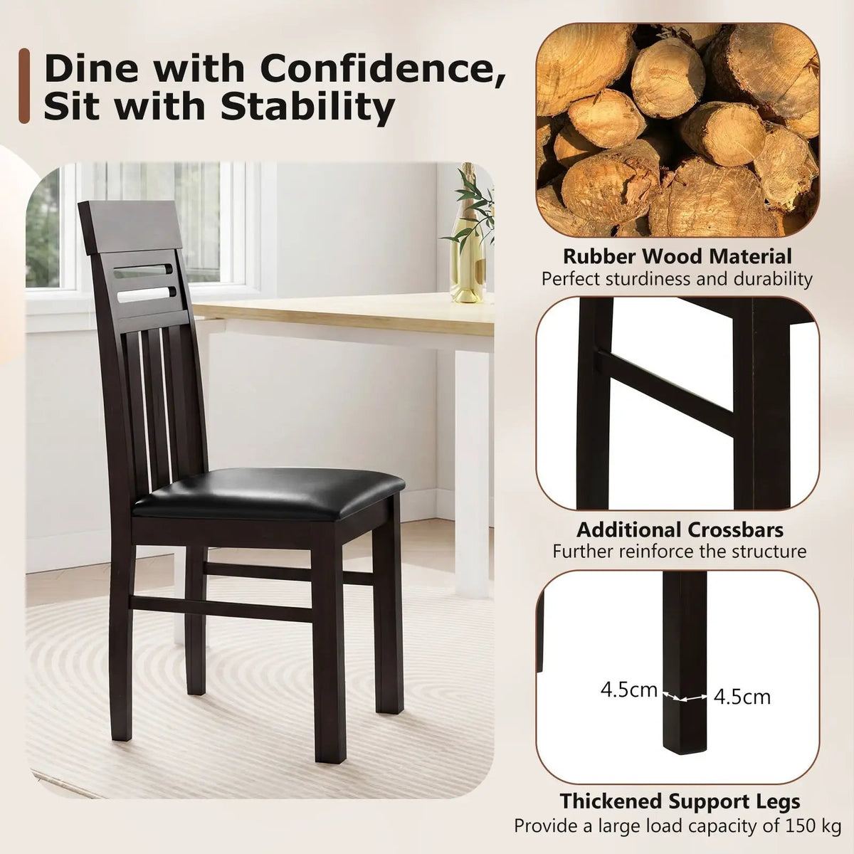 Dining Chairs High Back Dining Room Chairs Set of 2 by DirectDeals