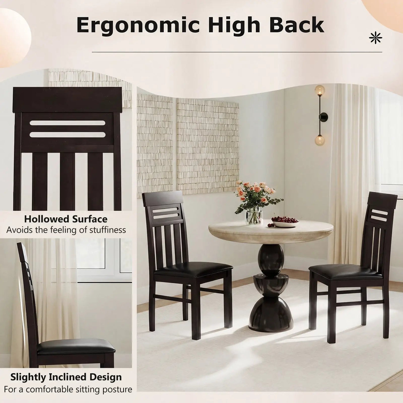 Dining Chairs High Back Dining Room Chairs Set of 2 by DirectDeals