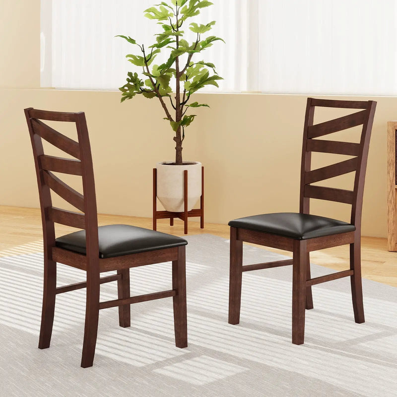 Dining Chairs Set of 2 Kitchen Side Chairs with Rubber Wood Legs-Walnut by DirectDeals