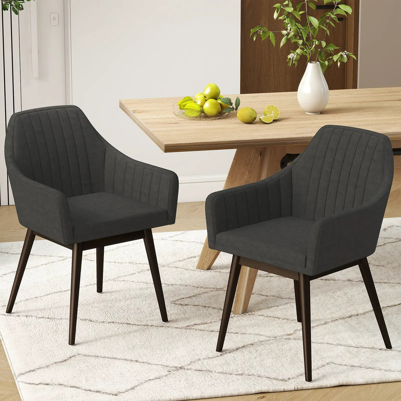 Dining Chairs Set of 2 Upholstered Accent Chairs with Comfy Padded Backrest and Seat by DirectDeals