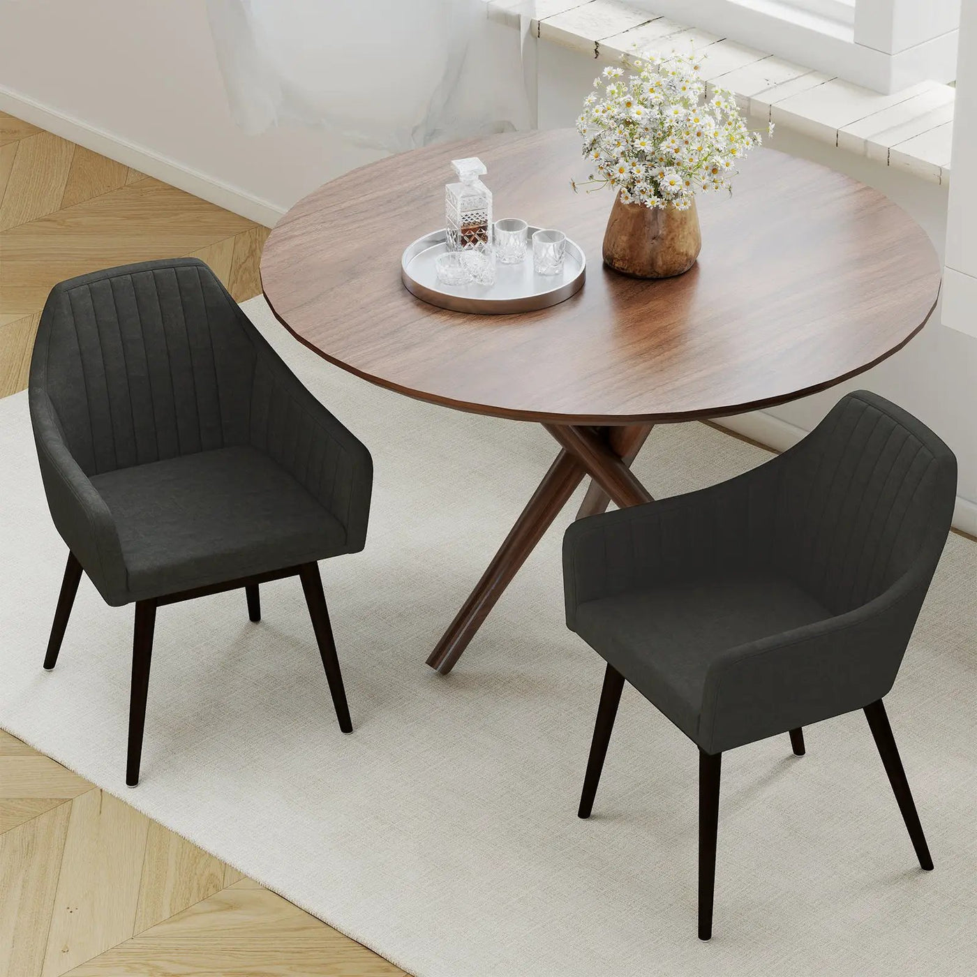 Dining Chairs Set of 2 Upholstered Accent Chairs with Comfy Padded Backrest and Seat by DirectDeals