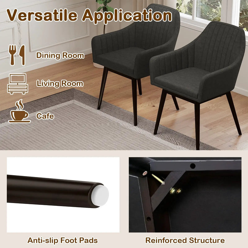Dining Chairs Set of 2 Upholstered Accent Chairs with Comfy Padded Backrest and Seat by DirectDeals