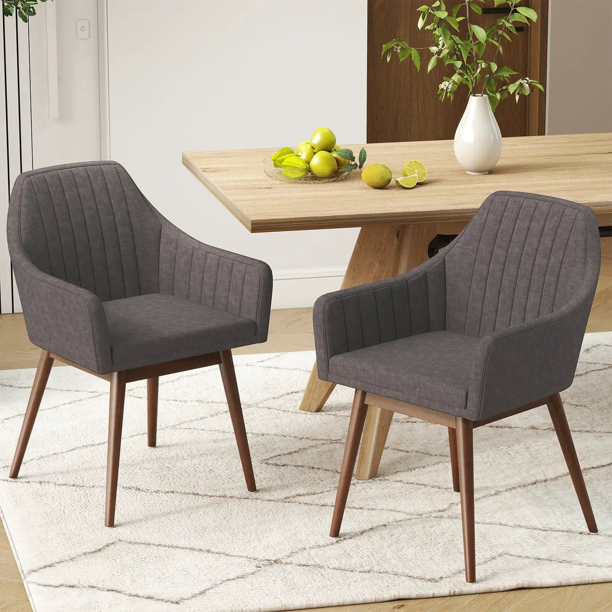 Dining Chairs Set of 2 Upholstered Accent Chairs with Comfy Padded Backrest and Seat by DirectDeals