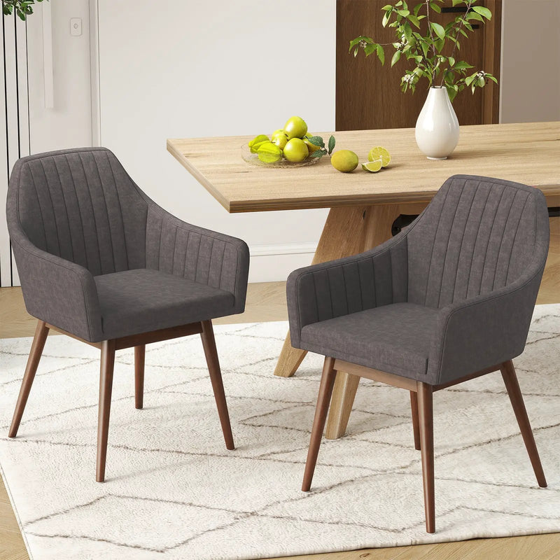 Dining Chairs Set of 2 Upholstered Accent Chairs with Comfy Padded Backrest and Seat by DirectDeals