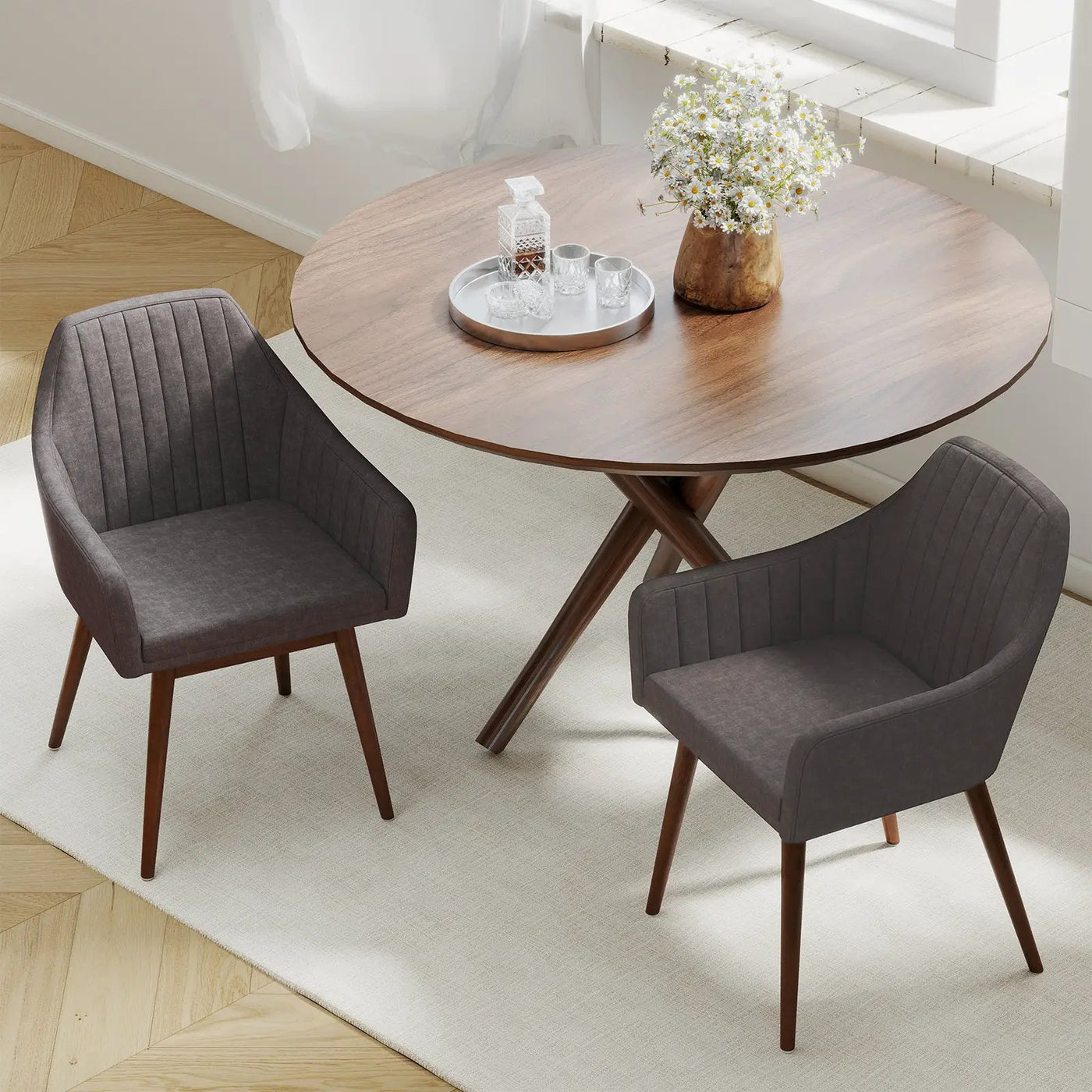 Dining Chairs Set of 2 Upholstered Accent Chairs with Comfy Padded Backrest and Seat by DirectDeals