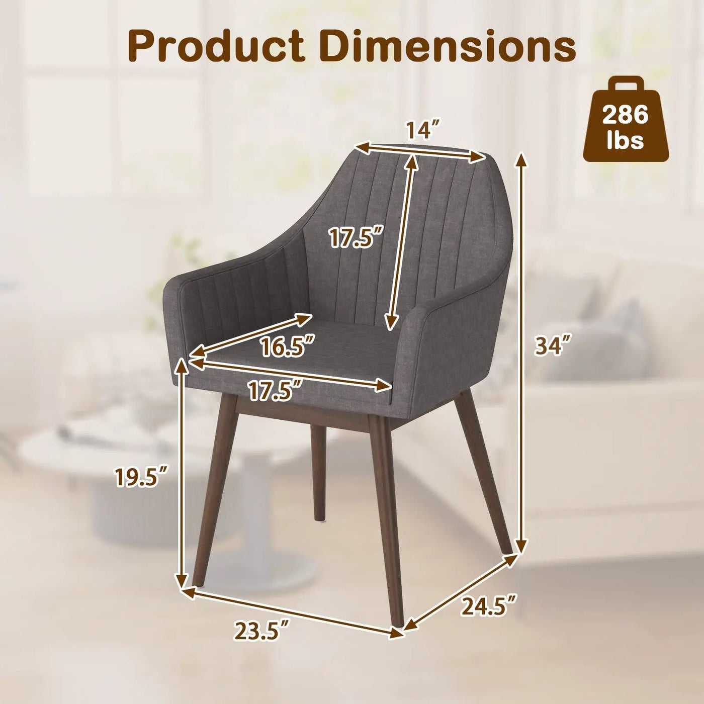 Dining Chairs Set of 2 Upholstered Accent Chairs with Comfy Padded Backrest and Seat by DirectDeals
