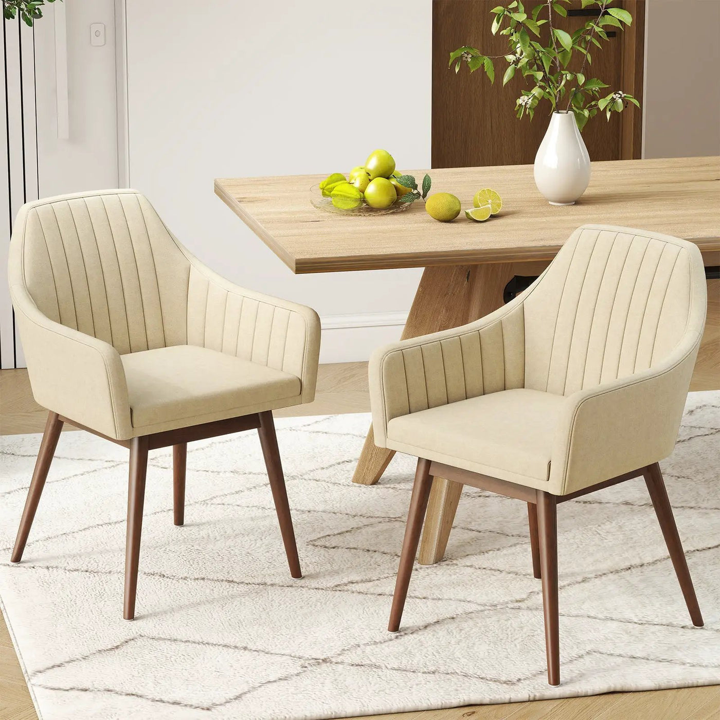 Dining Chairs Set of 2 Upholstered Accent Chairs with Comfy Padded Backrest and Seat by DirectDeals