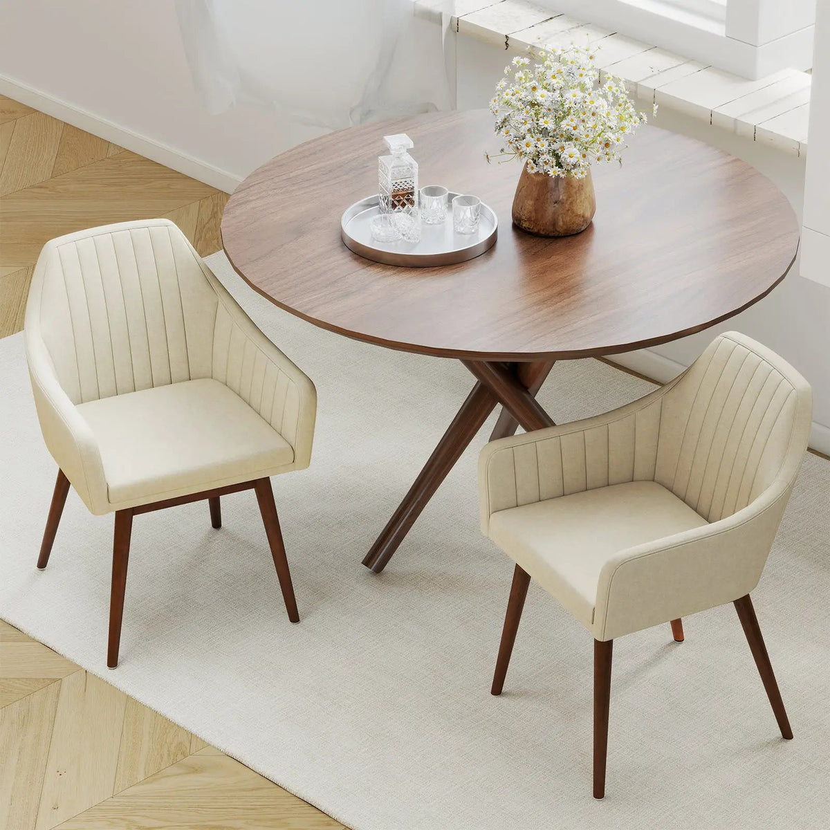 Dining Chairs Set of 2 Upholstered Accent Chairs with Comfy Padded Backrest and Seat by DirectDeals