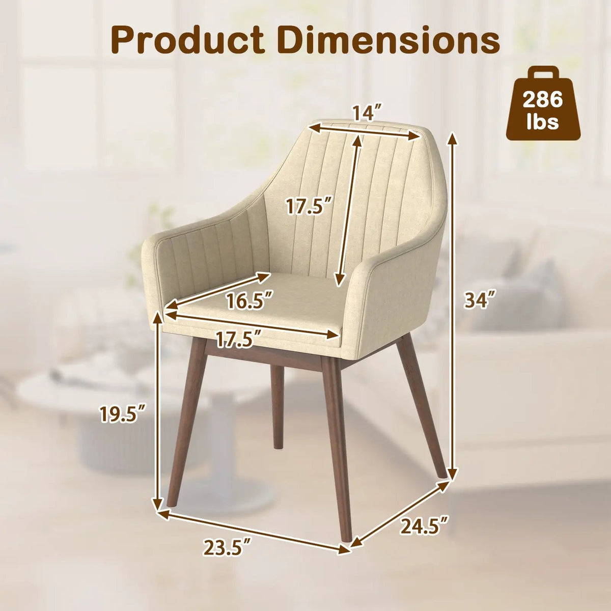 Dining Chairs Set of 2 Upholstered Accent Chairs with Comfy Padded Backrest and Seat by DirectDeals