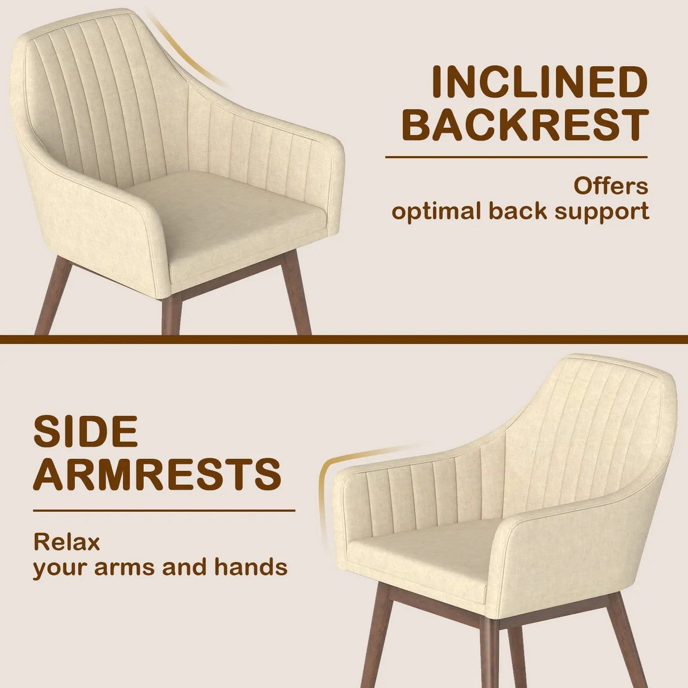 Dining Chairs Set of 2 Upholstered Accent Chairs with Comfy Padded Backrest and Seat by DirectDeals