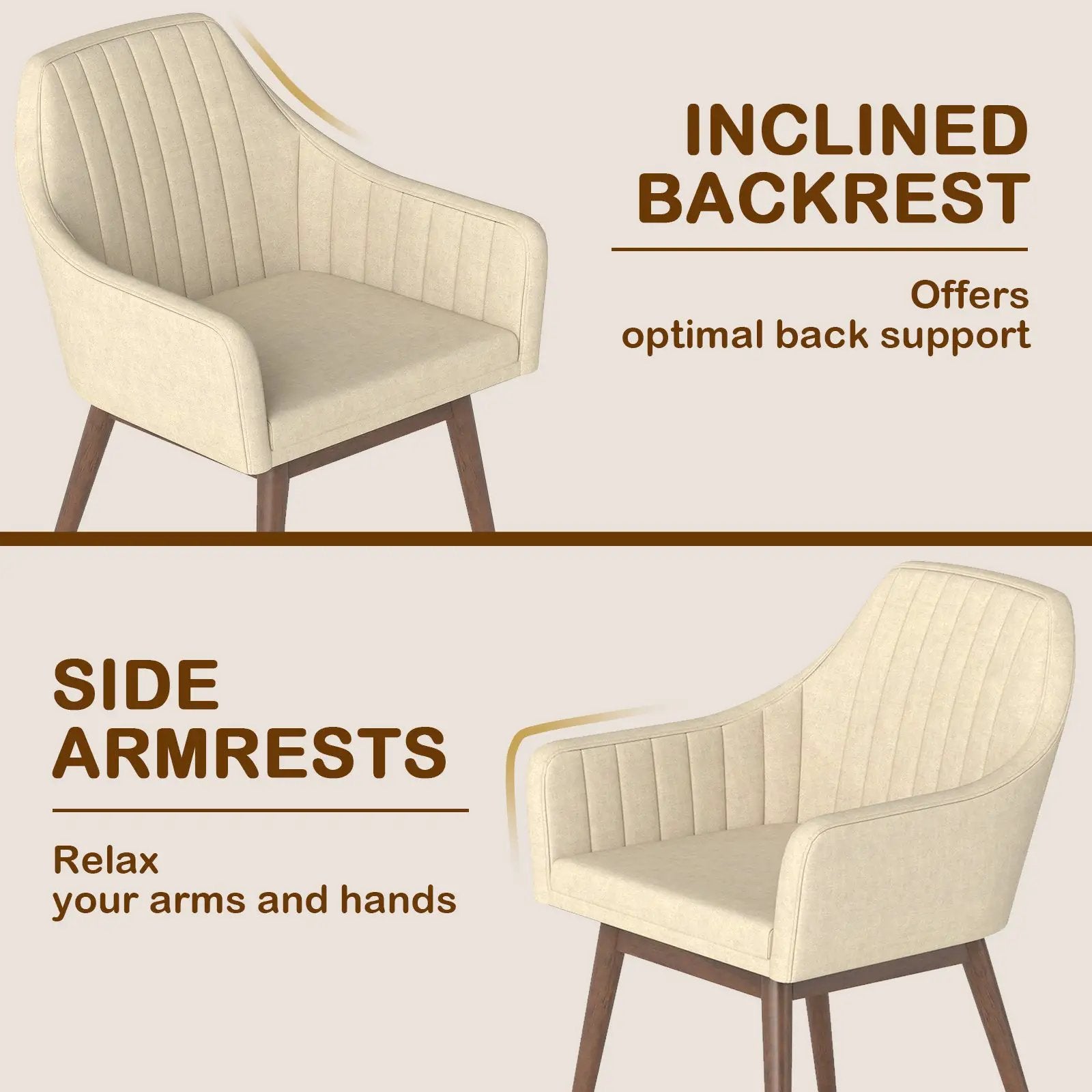 Dining Chairs Set of 2 Upholstered Accent Chairs with Comfy Padded Backrest and Seat by DirectDeals