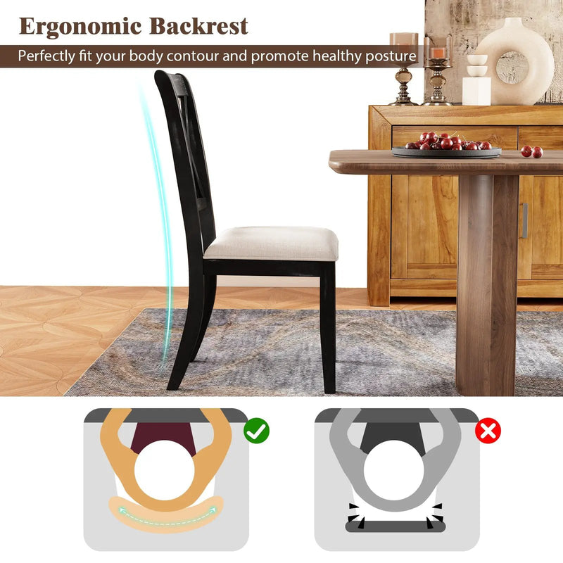 Dining Chairs Set of 2 Kitchen Side Chairs with Curved Cross Back-Beige by DirectDeals