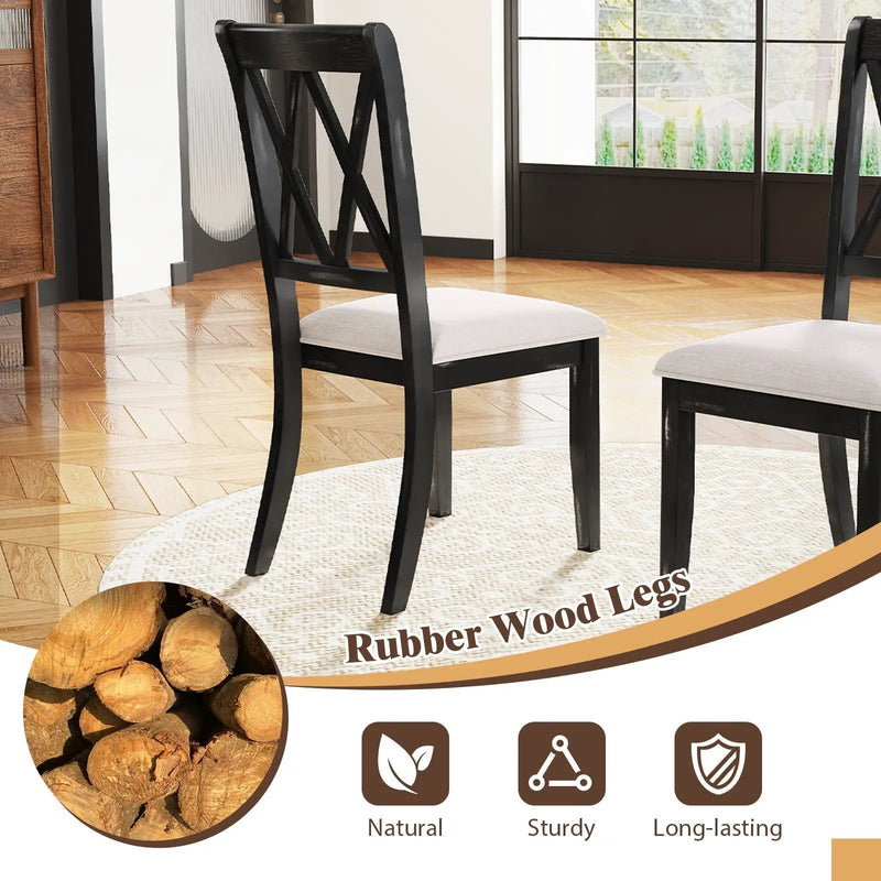 Dining Chairs Set of 2 Kitchen Side Chairs with Curved Cross Back-Beige by DirectDeals