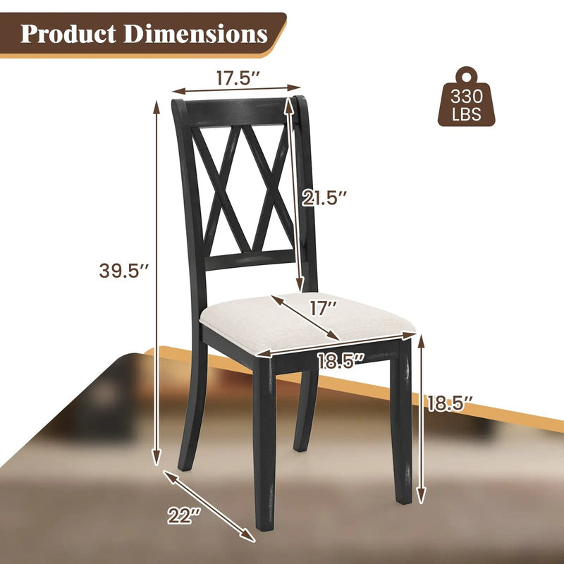 Dining Chairs Set of 2 Kitchen Side Chairs with Curved Cross Back-Beige by DirectDeals
