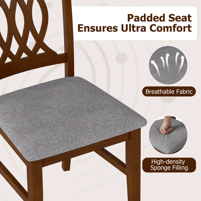 Dining Chairs Set of 2 Dining Room Chairs with Padded Seat for Kitchen Living Room-Walnut by DirectDeals