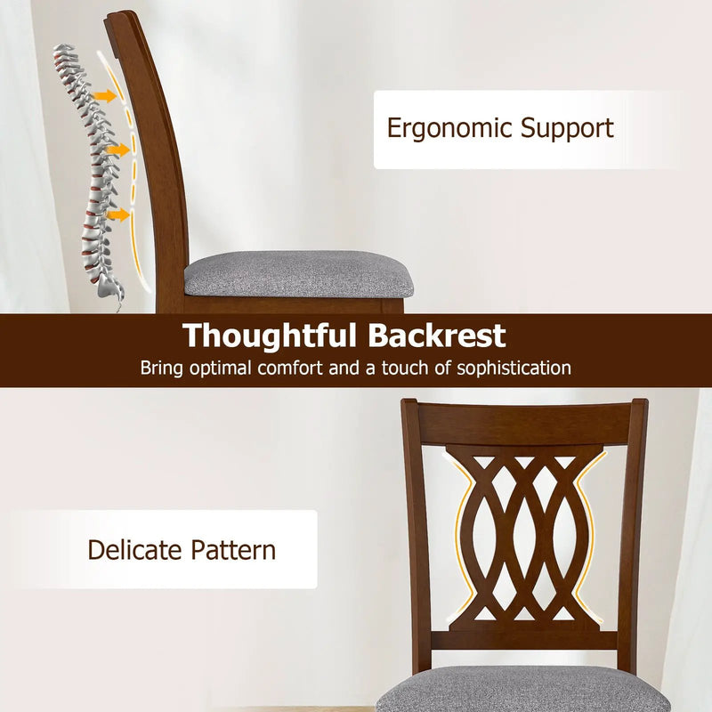 Dining Chairs Set of 2 Dining Room Chairs with Padded Seat for Kitchen Living Room-Walnut by DirectDeals