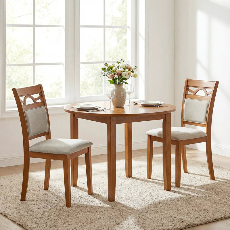 Dining Chairs Set of 2 Dining Room Chairs with Rubber Wood Frame-Brown by DirectDeals