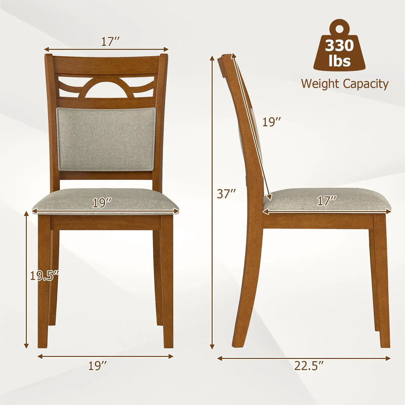 Dining Chairs Set of 2 Dining Room Chairs with Rubber Wood Frame-Brown by DirectDeals