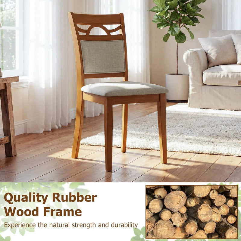 Dining Chairs Set of 2 Dining Room Chairs with Rubber Wood Frame-Brown by DirectDeals