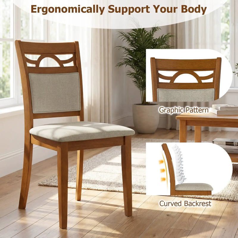Dining Chairs Set of 2 Dining Room Chairs with Rubber Wood Frame-Brown by DirectDeals