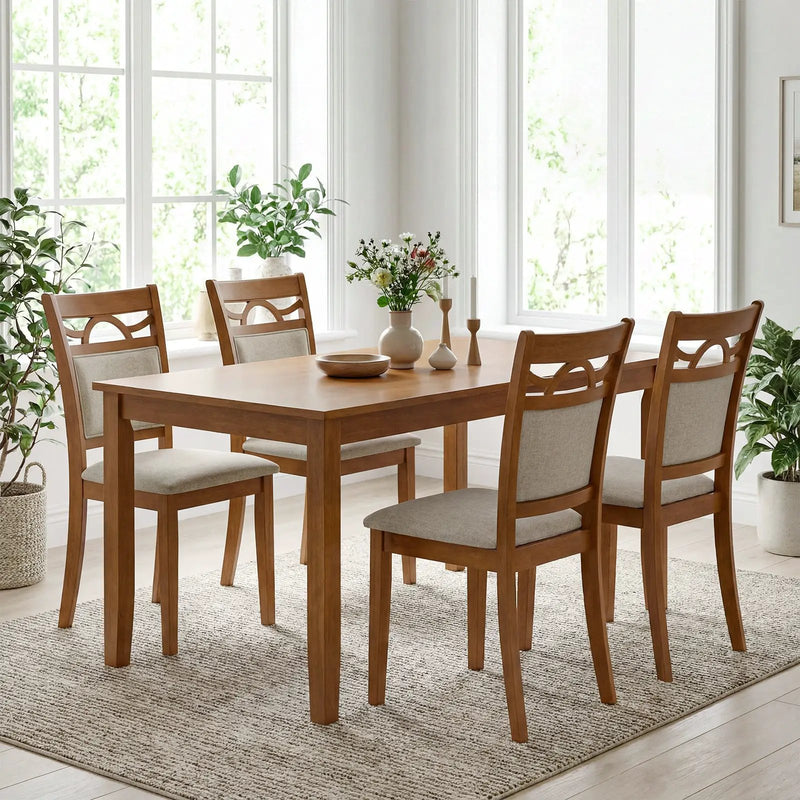 Dining Chairs Set of 2 Dining Room Chairs with Rubber Wood Frame-Brown by DirectDeals