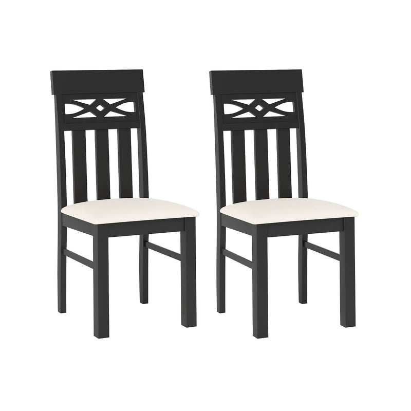Dining Chairs Set of 2 High Back Dining Room Chairs with Padded Seat and Rubber Wood Frame-Black by DirectDeals