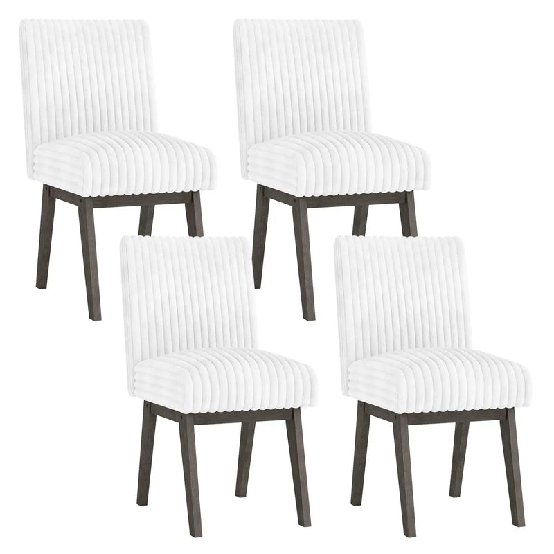 Dining Chairs Set of 4 Fabric Upholstered Kitchen Chairs with Padded Seat and Rubber Wood Legs-White+Gray by DirectDeals